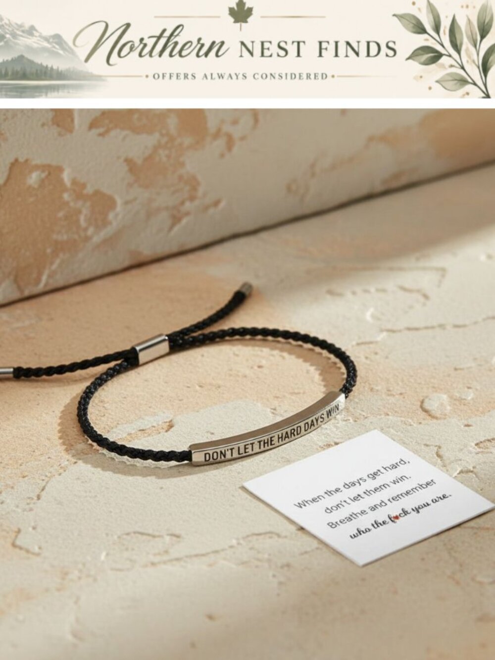 Stainless Steel Braided Rope Bracelet Adjustable Lettering Bangle Gift